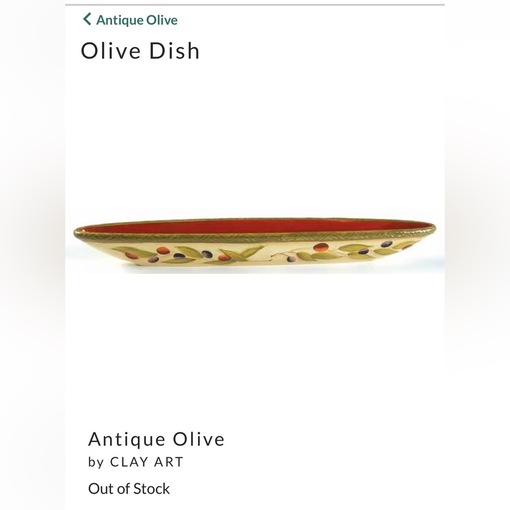 Clay art olive holder. 16.5” Discontinued